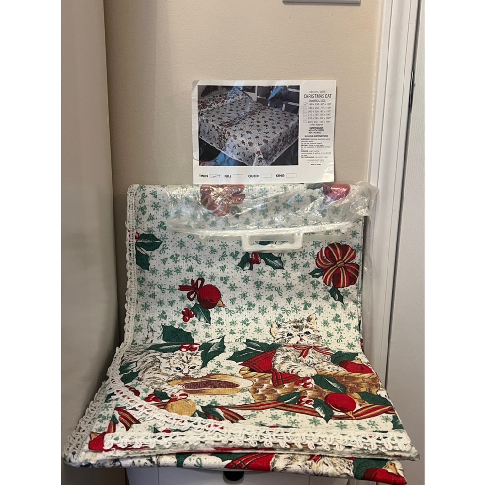 Christmas Cat Blanket Decorative Cover Twin 160 X 250 - 65” X 100” Made In Spain